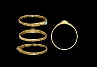 Medieval Gold 'God gives me the joy of love' Stirrup Ring
