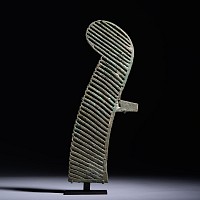 Monumental Egyptian Bronze Atef Crown Feather From a Life-Sized Statue