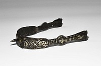 Merovingian Frankish Silver and Copper Inlaid Iron Prick Spur
