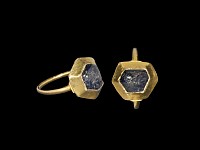 Medieval Large Gold Ring with Sapphire Cabochon