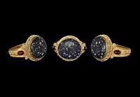 Gothic Gold Ring with Garnets