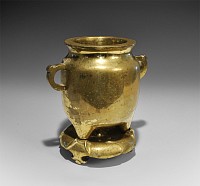 Chinese Gilt Xunde Lu Vessel and Stand