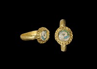 Anglo-Saxon Gold Ring with Cloisonne Hound's Head