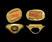 Greek Hellenistic Massive Gold Ring with Nike and Quadriga