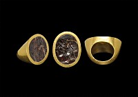 Greek Massive Gold Ring with Ptolemy VI and Cleopatra I