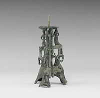 Medieval Romanesque Figural Candlestick