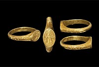 Medieval Gold Saint Catherine Iconographic Finger Ring