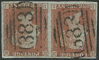 1d Pl.108 (SG 8wi, 'WMK.INV') PAIR VFU