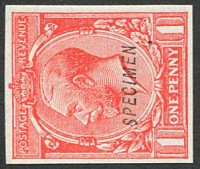 1d SG 419a 'SIDEWAYS WMK' IMPERF OVPT. 'SPECIMEN'