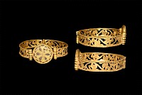 Byzantine Gold Chi-Rho Hinged Bracelet
