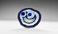 Natural History - Rare 'Smiley Face' Blue Agate Slice