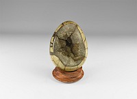 Natural History - Polished Large Septarian Egg with Exposed Crystalline Interior