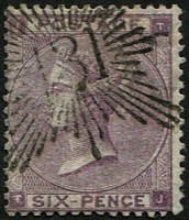 6d SG 83 'Deep-Lilac' 'BRUNSWICK STAR' CANCEL