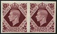 1937 11d SG 474a IMPERF 'IMPRIMATUR' PAIR U/M