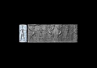 Western Asiatic Assyrian Chalcedony Cylinder Seal with Hero Scene