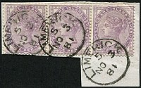 1d SG 171 (14 dots) 'Pale-Lilac' STRIP OF THREE VFU