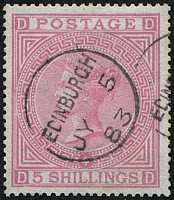 5/- ROSE SG 130, Pl.4 ON 'BLUED PAPER' VFU