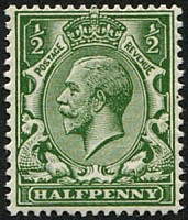 1/2d SG 351 VARIETY, 'VERY DEEP DULL-GREEN' U/M
