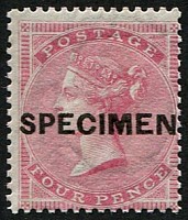 4d SG 64s (MEDIUM GARTER) OVPT. 'SPECIMEN' TYPE 2 U/M