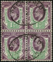 1 1/2d SG 224 'Slate-Purple' BLOCK OF 4 VFU