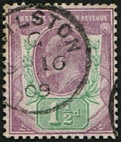 1 1/2d SG 223 VARIETY, 'VERY PALE DULL PURPLE'(C) VFU