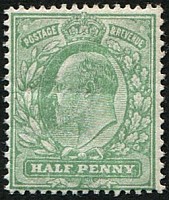 1/2d SG 279(4) (P.15 x14) 'PALE BLUISH-GREEN'