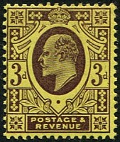 3d SG 232b VARIETY, 'VERY DEEP PURPLE' Mint