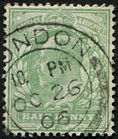 1/2d SG 217 Variety 'VERY PALE YELLOWISH-GREEN' VFU
