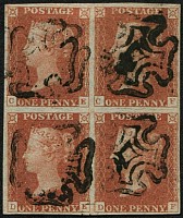 77535 1d Pl.20 'CE-DF' BLOCK OF 4 'BLACK' MX's