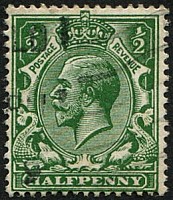 1/2d SG 353(4) 'VERY DEEP GREEN' VFU