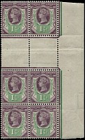 1 1/2d SG 198 INTERPANNEAU 'GUTTER' BLOCK OF 6