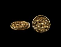 Pre-Viking Gilt Disc Brooch with Interlaced Birds