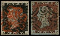 1d Pl.5 'AD' MATCHED PAIR 1d BLACK