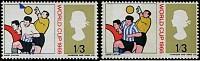 1966 World Cup 1/3d SG 695 SPECTACULAR SHIFT OF 'BLUE' DOWNWARDS