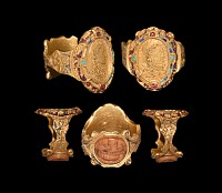 Post Medieval Elizabeth I Portrait Armada Victory Presentation Gold Ring
