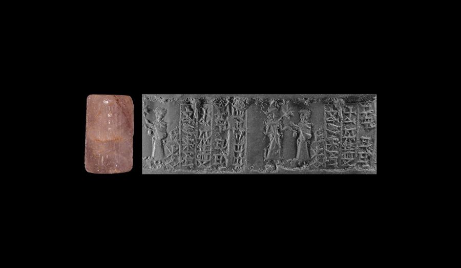 Western Asiatic Elamite Amethyst Cylinder Seal for Shuk-Kuku Son of Rab-Baba