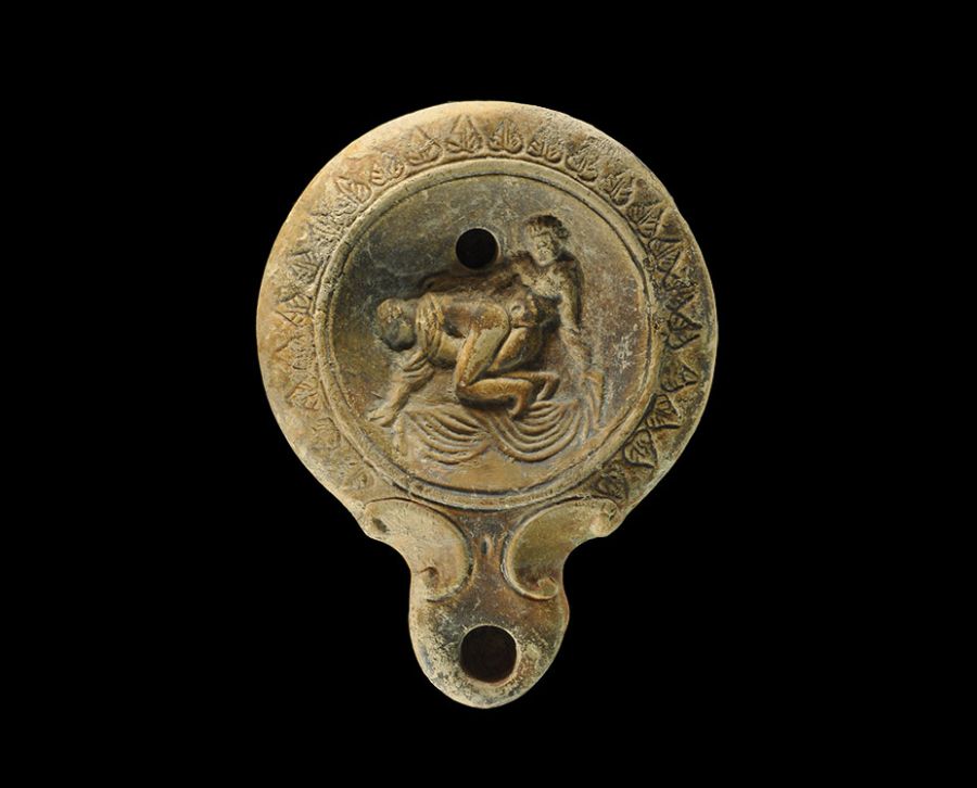Roman Oil Lamp with Erotic Scene