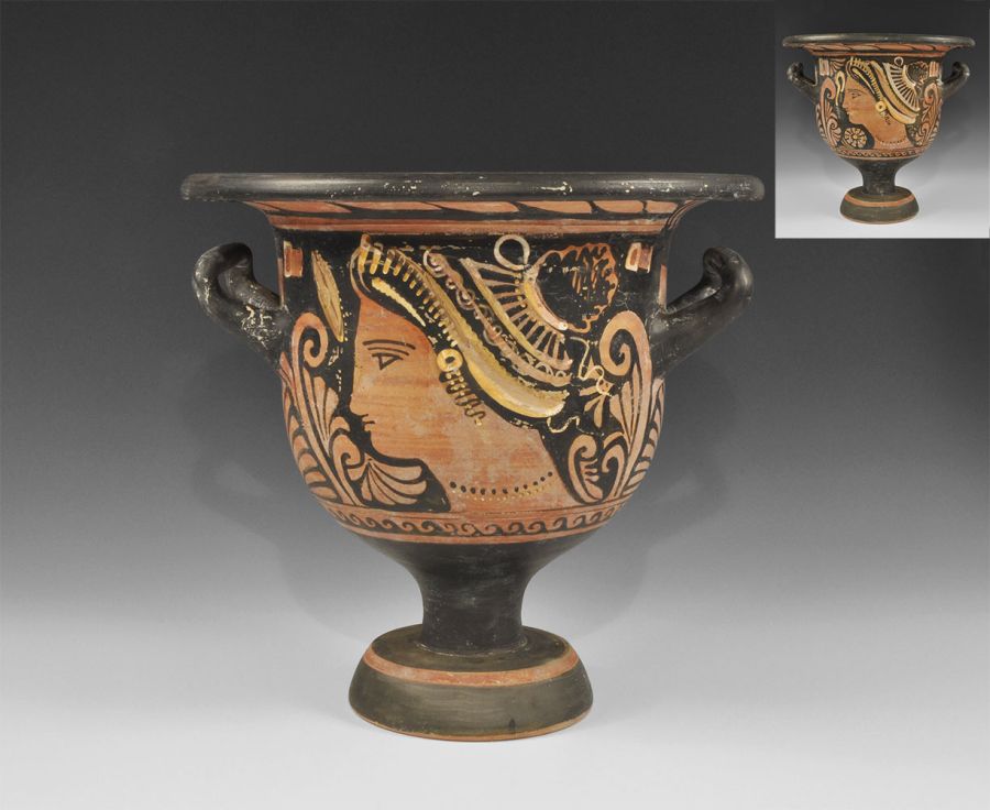 Greek Red-Figure Bell Krater with Ladies of Fashion