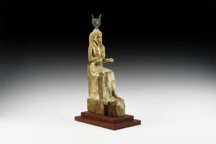 Egyptian Wooden Seated Isis