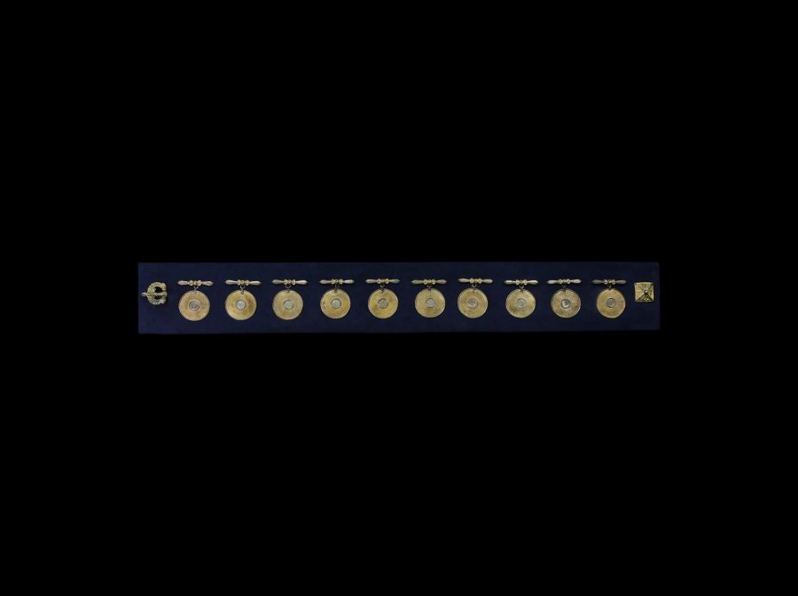 Western Asiatic Sassanian Gilt Silver Belt Garniture Set