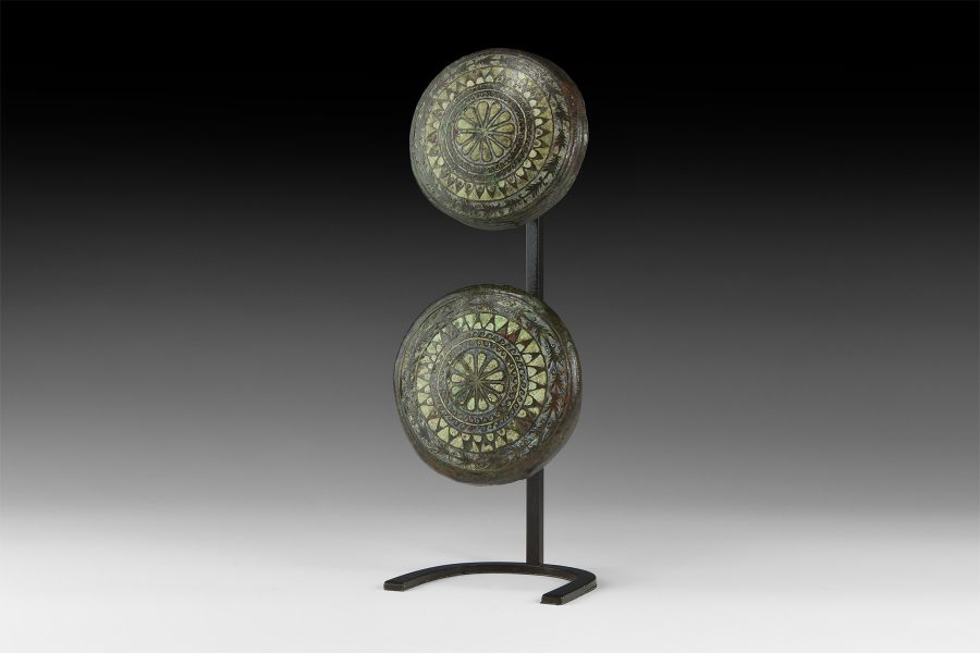 Gallo-Roman Large Celtic Enamelled Boss Pair