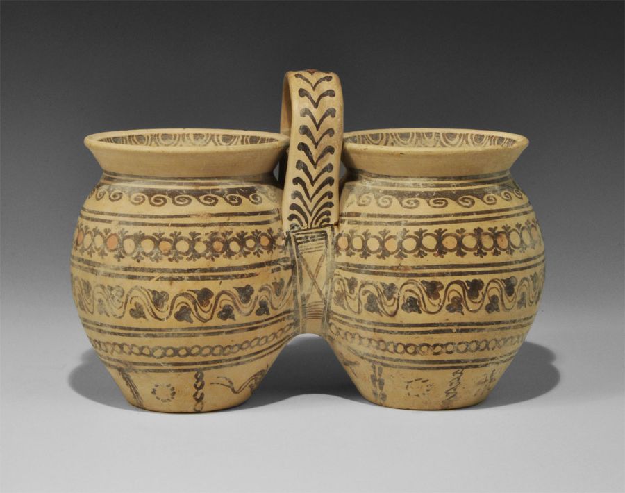 Greek Daunian Painted Double Vessel