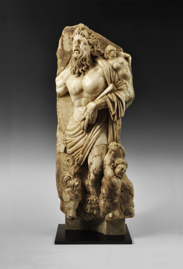 Roman Marble River God Sculpture