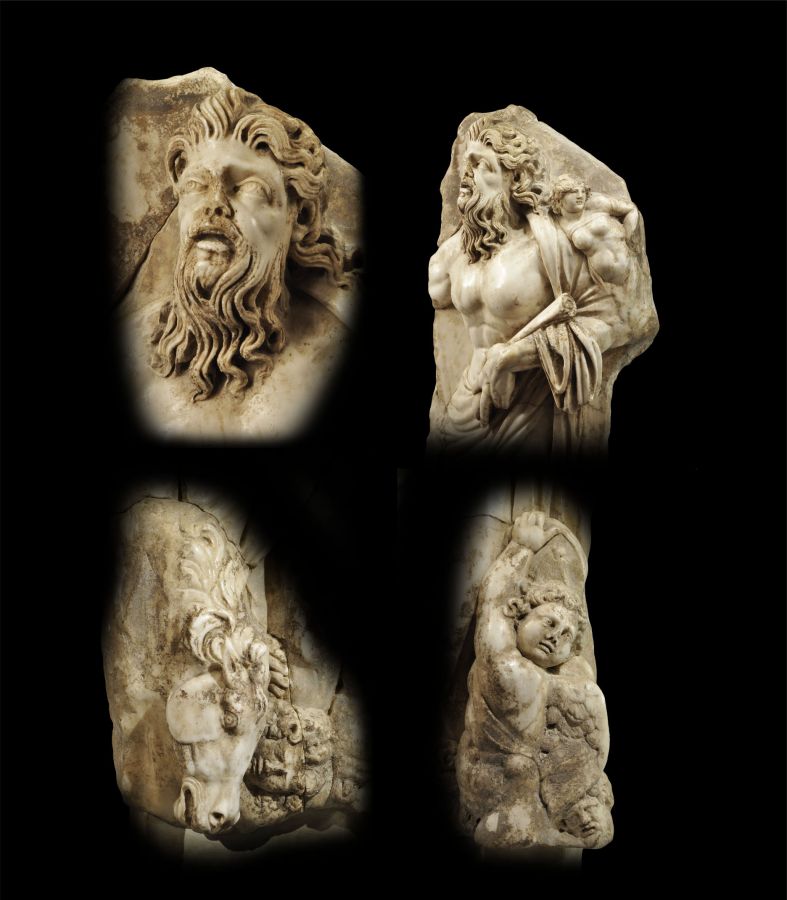 Roman Marble River God Sculpture