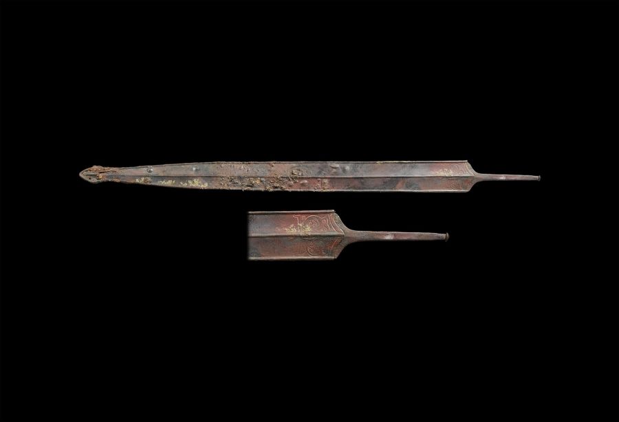 Iron Age Celtic Sword in Decorated Scabbard