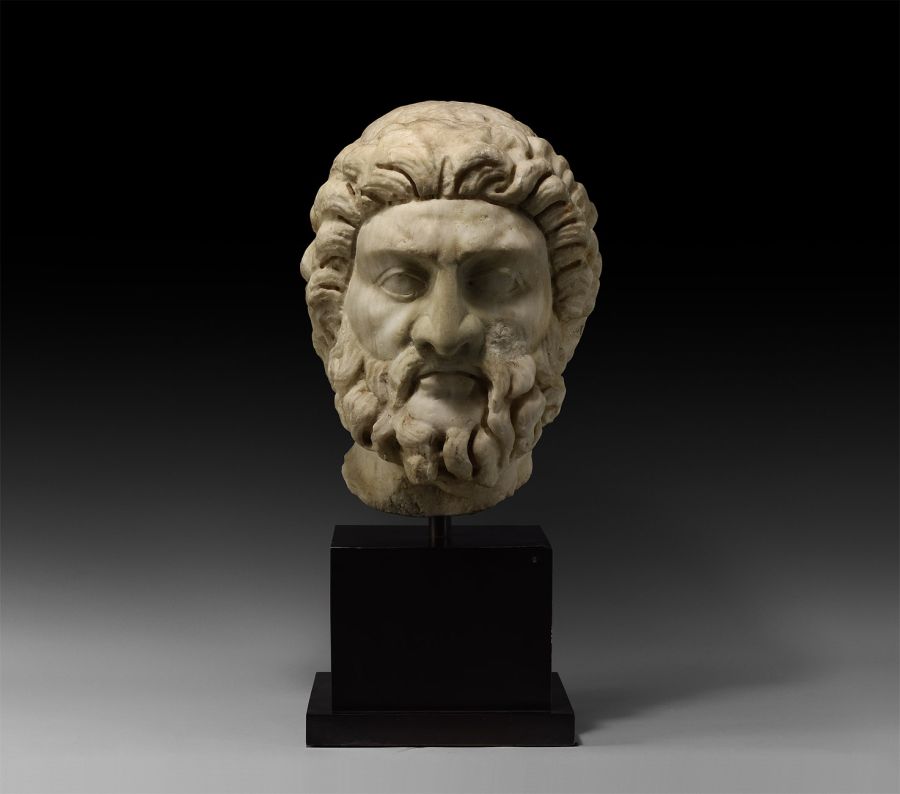 Large Roman Head of Asclepius, God of Medicine