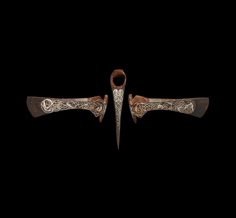 Viking Silver and Gold Inlaid Axehead
