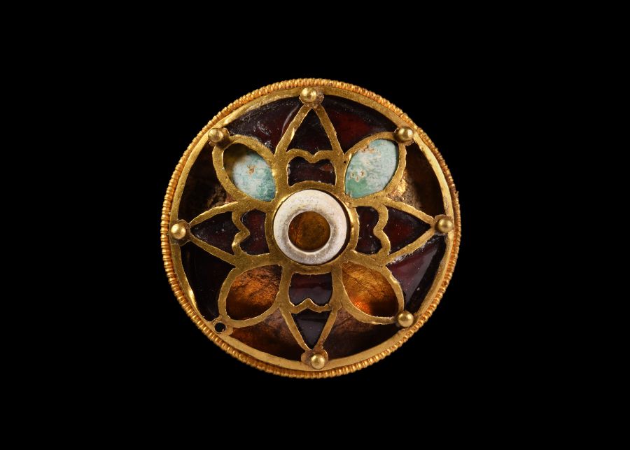 Merovingian Gold and Garnet Shield Fitting