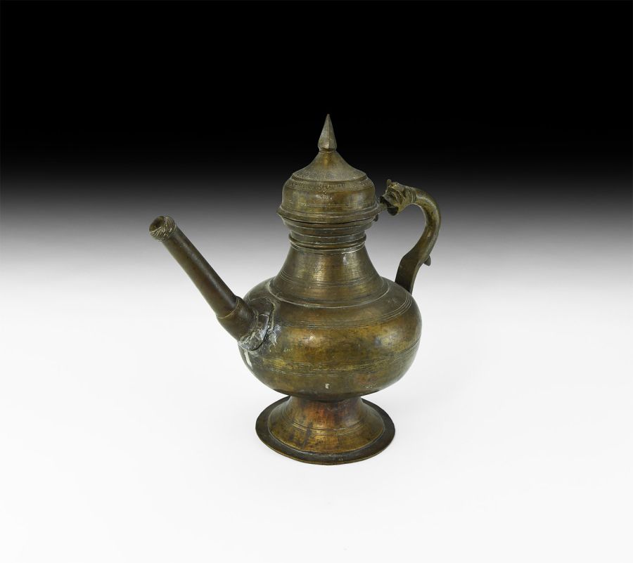 Deccan Bronze Ewer with Cat-Head Handle