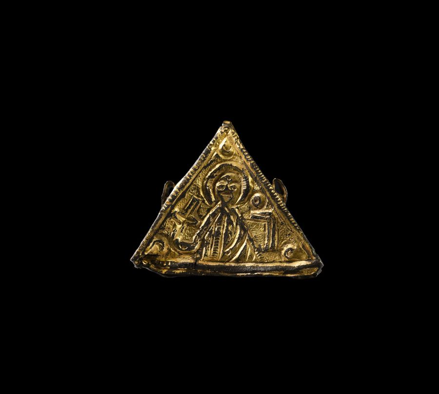Medieval Gilt Pendant with Saint